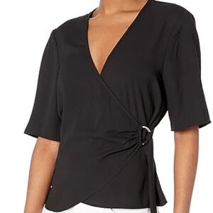 BCBGeneration Black Wrap Blouse